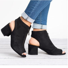 Susiecloths Women Solid Peep Toe Chunky Heeled Boots – Oshnow