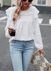 Hazal Cotton Crochet Lace Ruffle Top