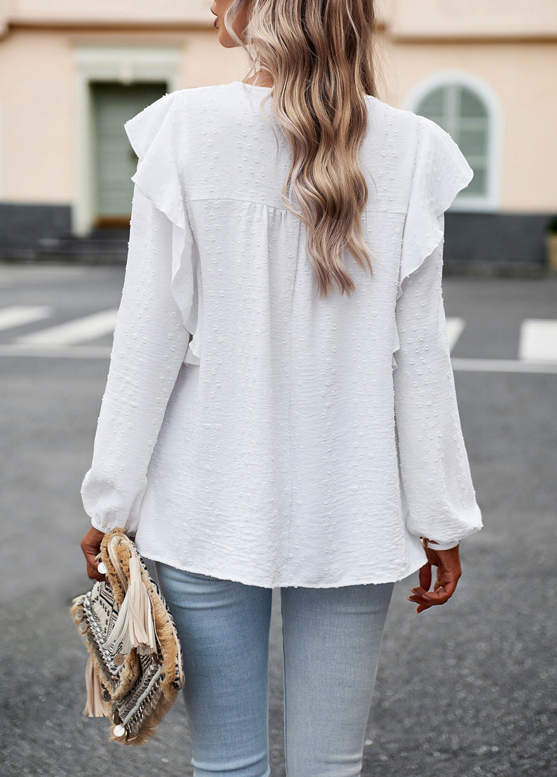 Hazal Cotton Crochet Lace Ruffle Top