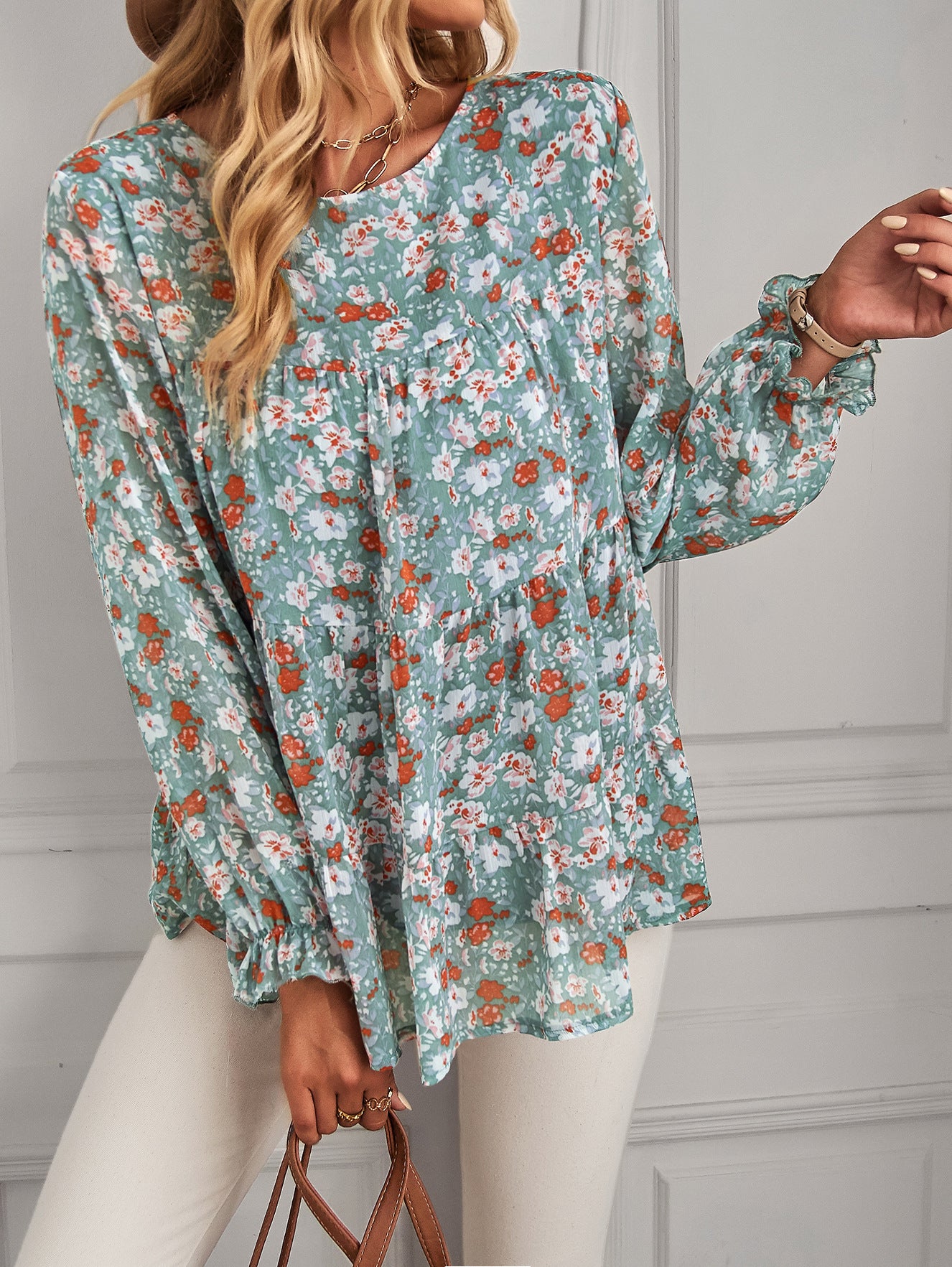 Plissierte Bluse „Ponce“ mit Blumenmuster