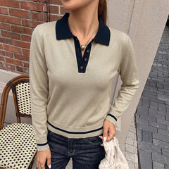 Color-block sweater with a half-zip Polo collar