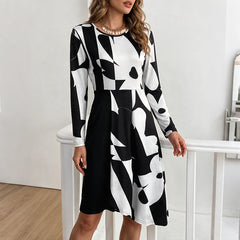 Irregular-print slit dress