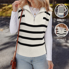 Striped collared vest