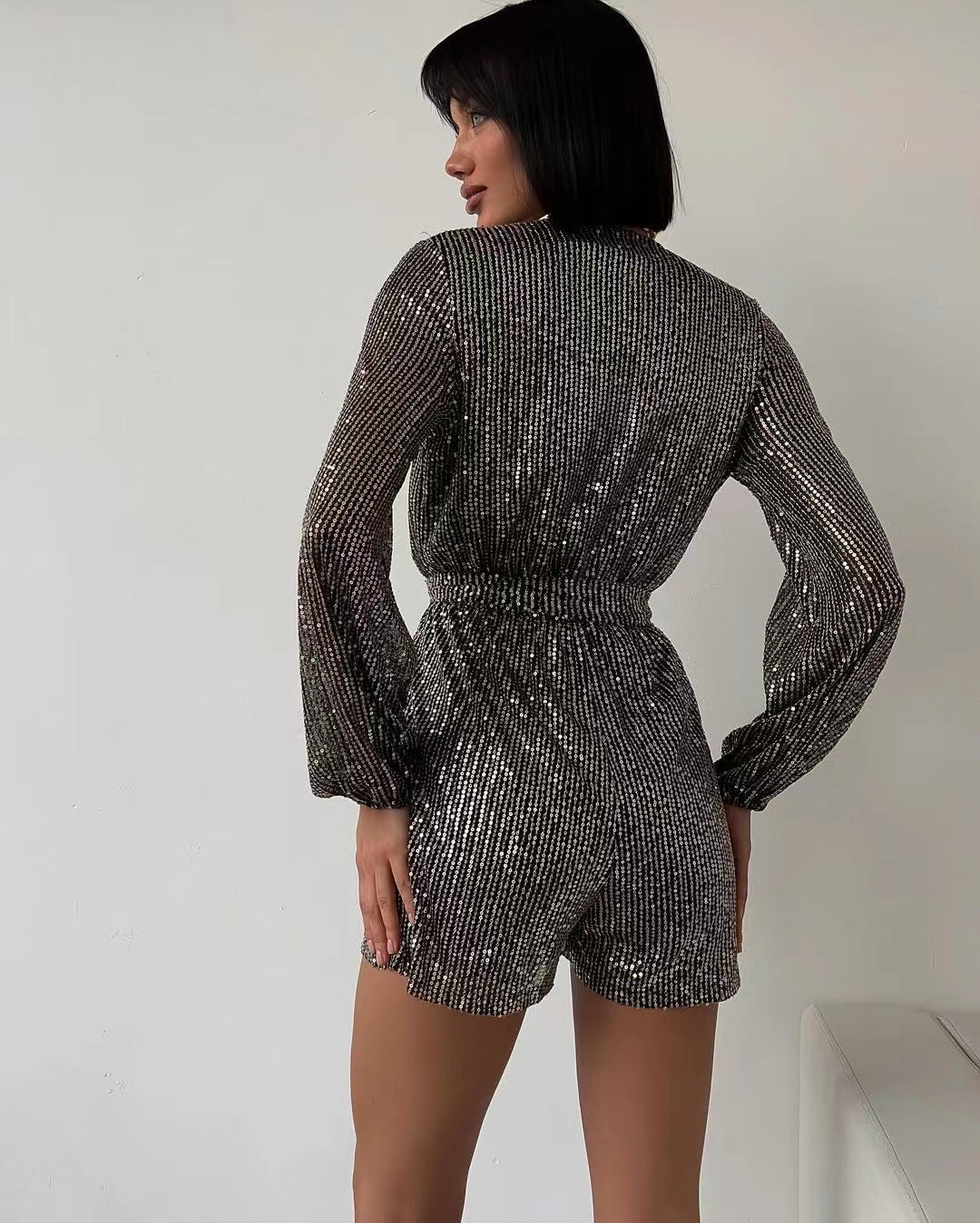 Made To Sparkle Sequin Romper - Burgundy