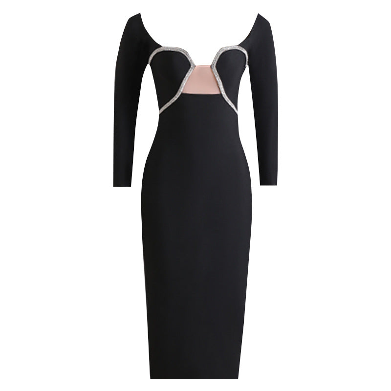 Black Elegant Long Sleeve Bodycon Dress