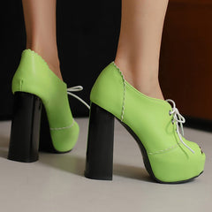 Cross-Strap Platform Peep-Toe High Heels
