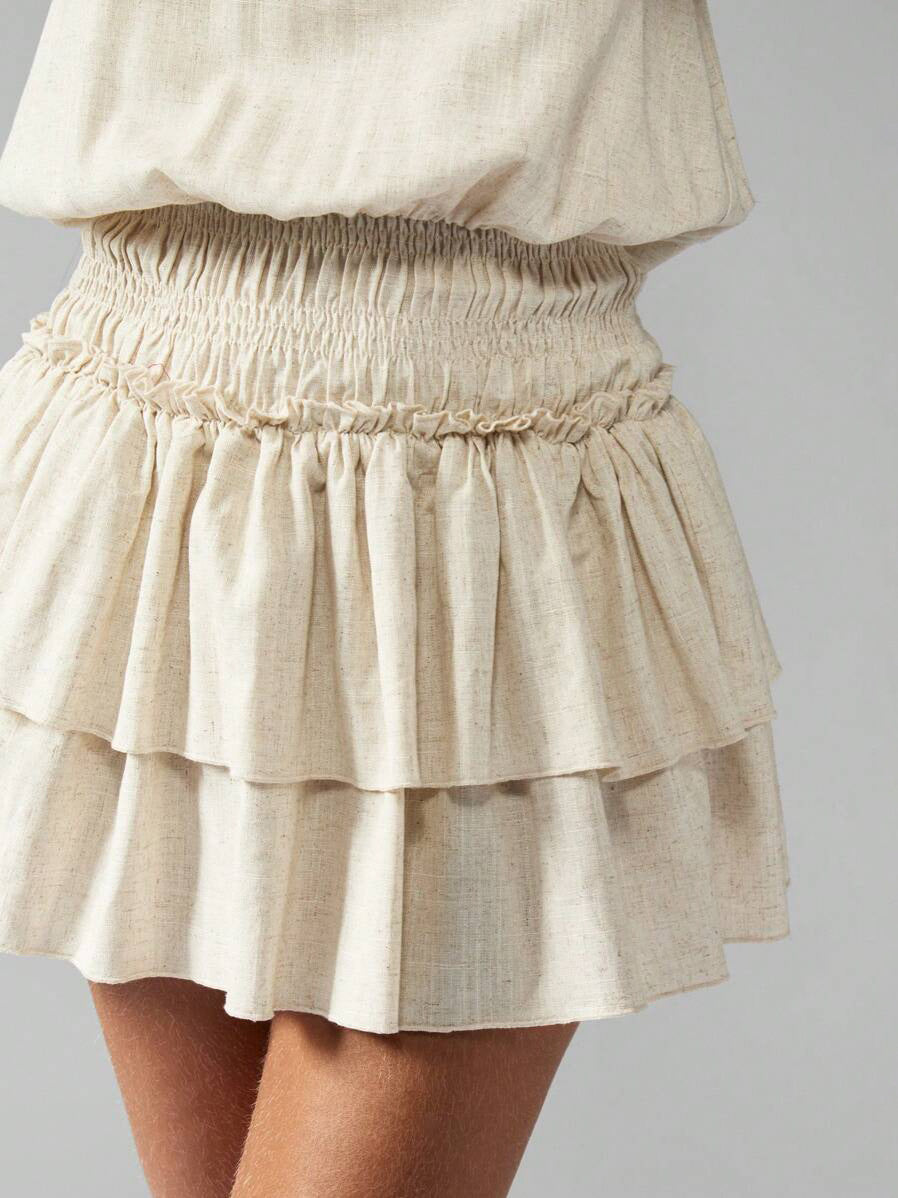 Phoebe Strapless Smocked Romper - Cream