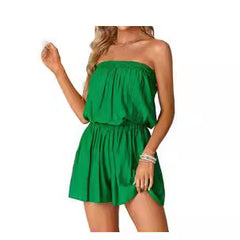 Phoebe Strapless Smocked Romper - Mint