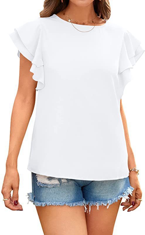 Irena Cotton Ruffle Sleeve Top