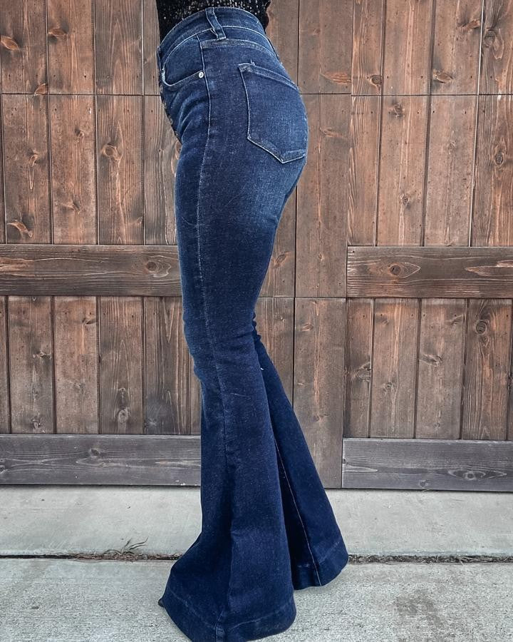 Marsha High Rise Frayed Bell Bottom Denim