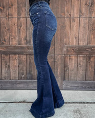 Marsha High Rise Frayed Bell Bottom Denim