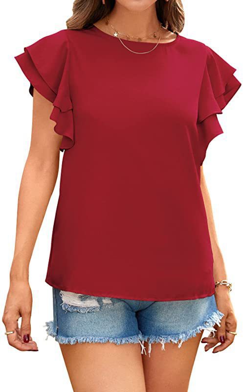 Irena Cotton Ruffle Sleeve Top