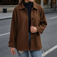 Button-front collared mid-length coat
