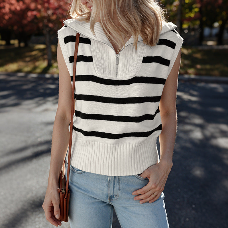 Striped collared vest