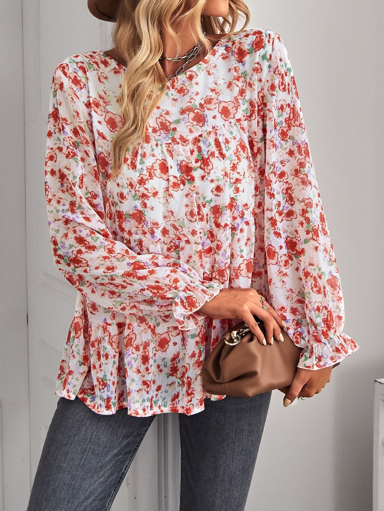 Plissierte Bluse „Ponce“ mit Blumenmuster