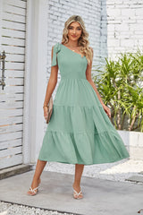 Cove Haven Smocked Tiered Midi Skirt - Mint