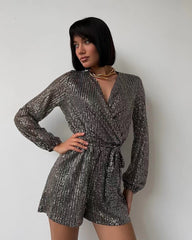 Made To Sparkle Sequin Romper - Burgundy