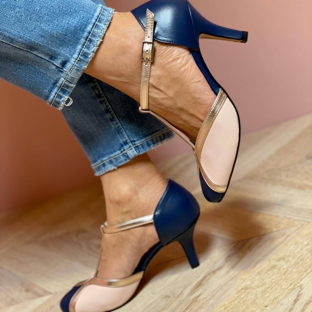 High-Heeled Color-Block Open-Toe Sandals