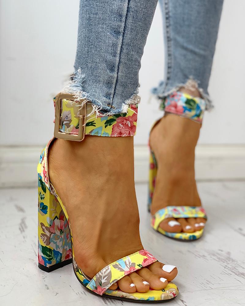 Chunky Block High Dress Heels Open Toe Ankle Strap Sandals