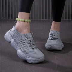 Air Cushion Sneakers Lace Up Mesh Breathable Running Shoes