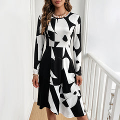 Irregular-print slit dress