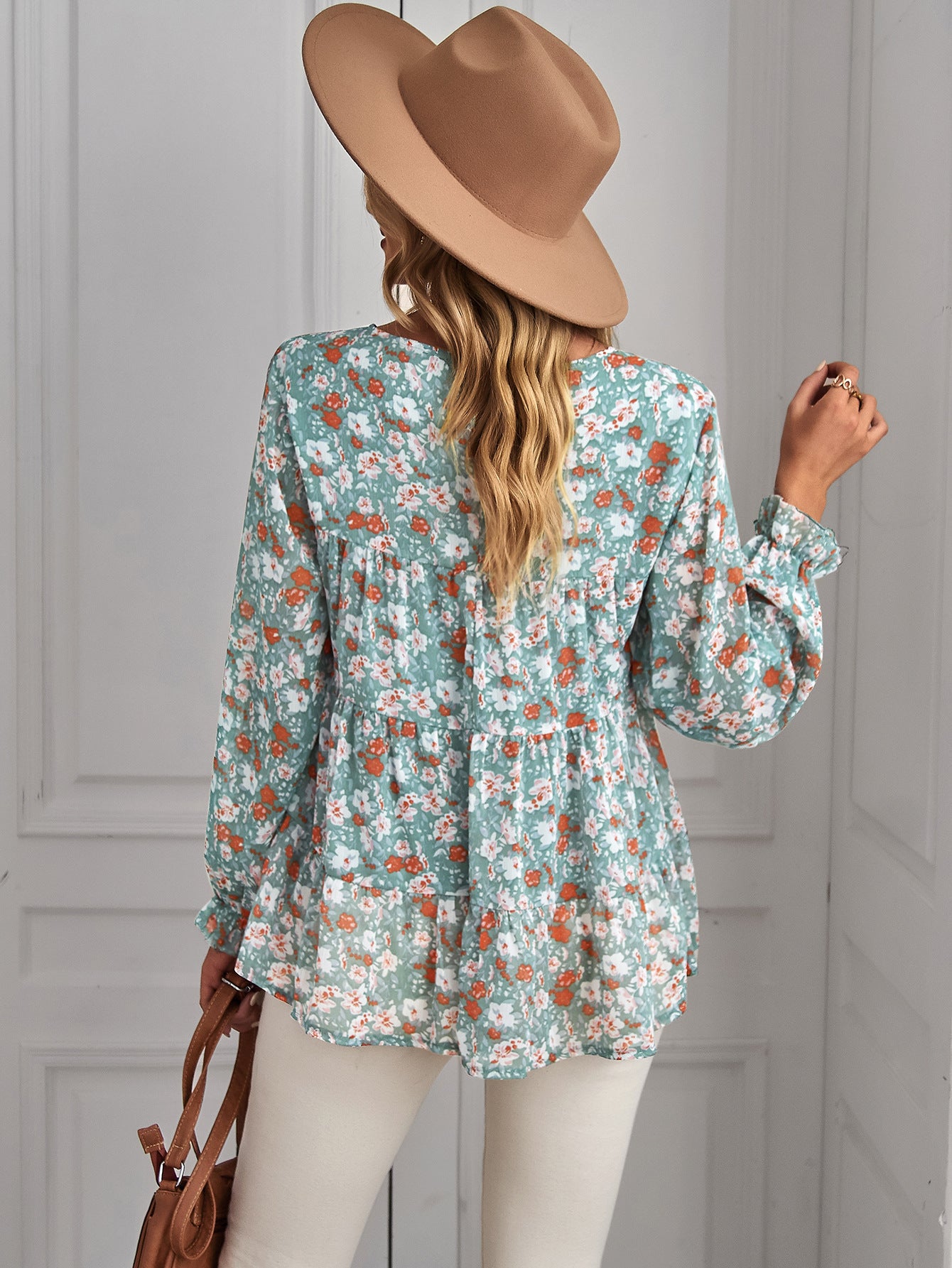 Plissierte Bluse „Ponce“ mit Blumenmuster