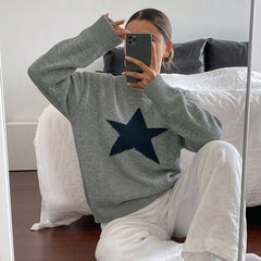 Relaxed-fit star-pattern pullover sweater