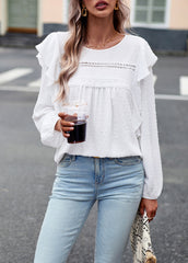 Hazal Cotton Crochet Lace Ruffle Top