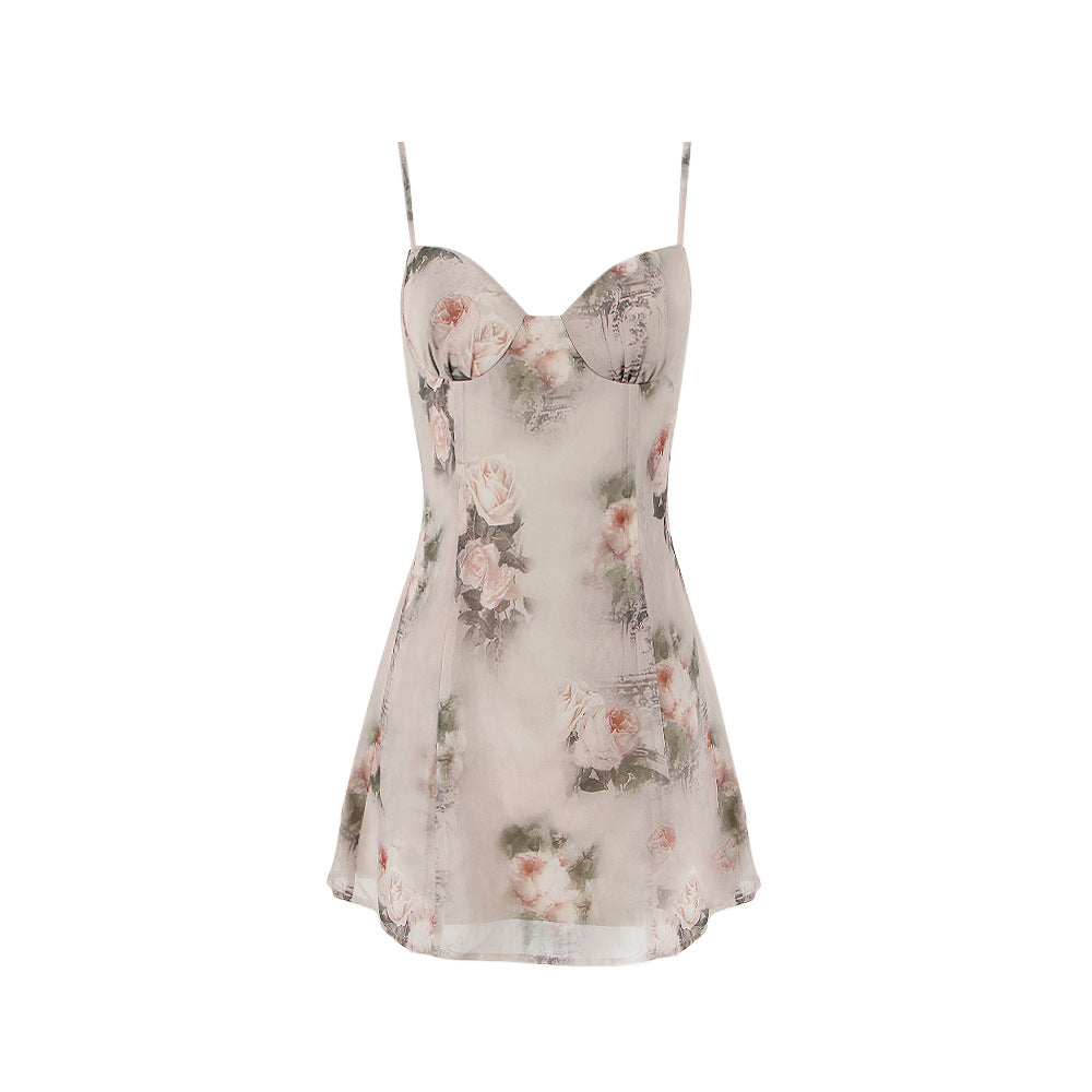 Floral Fusion Satin Mini Dress