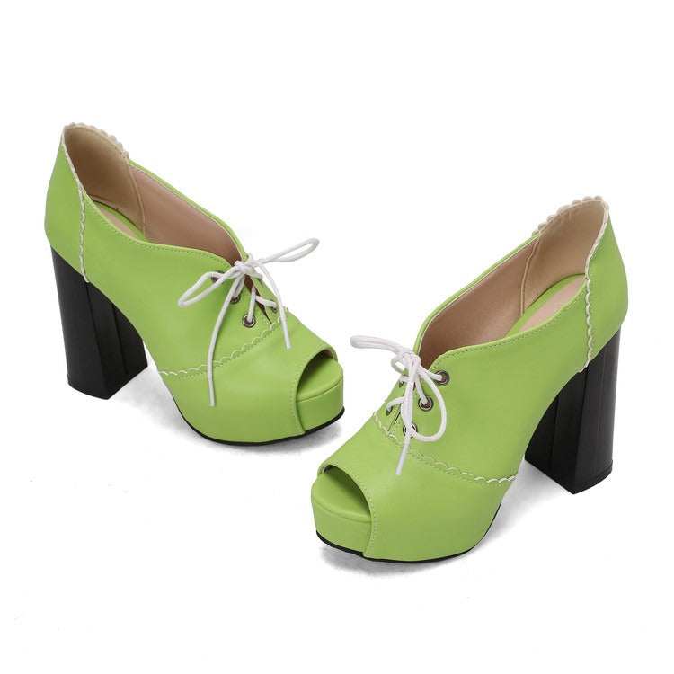 Cross-Strap Platform Peep-Toe High Heels