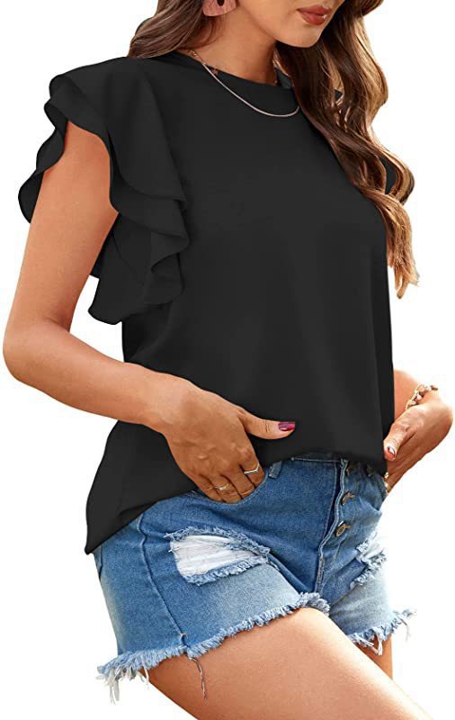 Irena Cotton Ruffle Sleeve Top