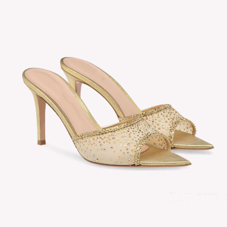 Rhinestone Pointed Stiletto Slippers