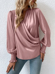 Two Sides Satin Drape Bodysuit - Peach Blush