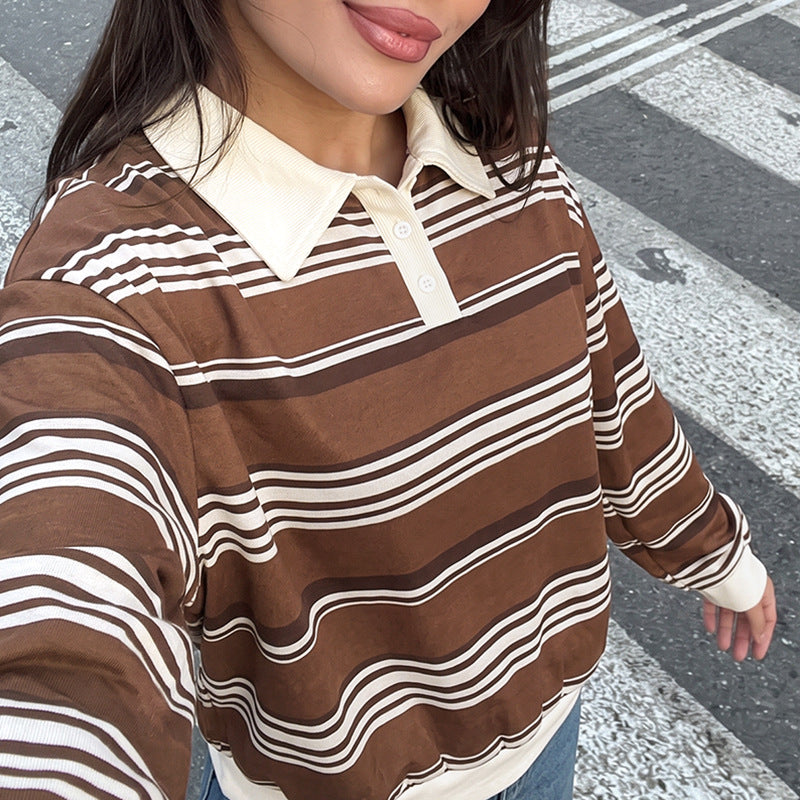 Loose-fit half-placket sweatshirt with a Polo collar