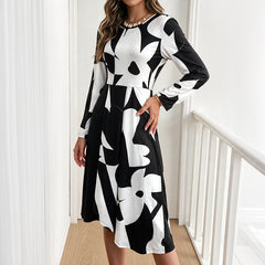 Irregular-print slit dress