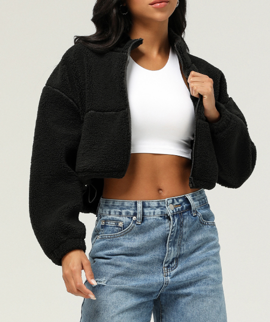 Comfy Cute Pocketed Sherpa Pullover - Flame