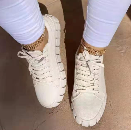 Casual Pu Leather Lace-Up Sneakers