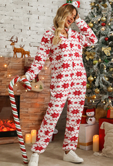 Snowflake Fair Isle Print Notch Neck Sleep Onesie