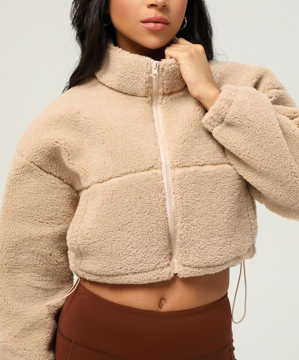 Comfy Cute Pocketed Sherpa Pullover - Flame