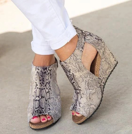 Leopard Open Toe Wedges