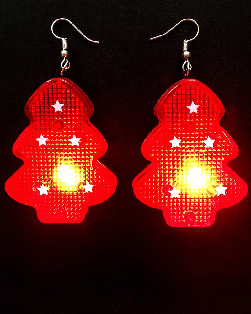 1Pair Christmas Tree Shaped Rhinestone Sequin Drop Earrings