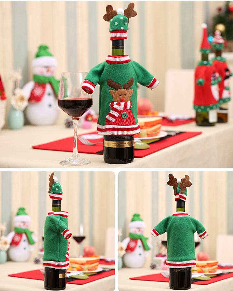 1Set Christmas Wine Bottle Covers Champagne Wine Bottle Cap Toppers Holiday Christmas Decoration Ornaments Party Supplies