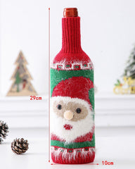 1pc Fuzzy Christmas Tree Santa Snowman Knitted Beer Bottle Tall Can Covers Home Decor Party Favor Gift Bag