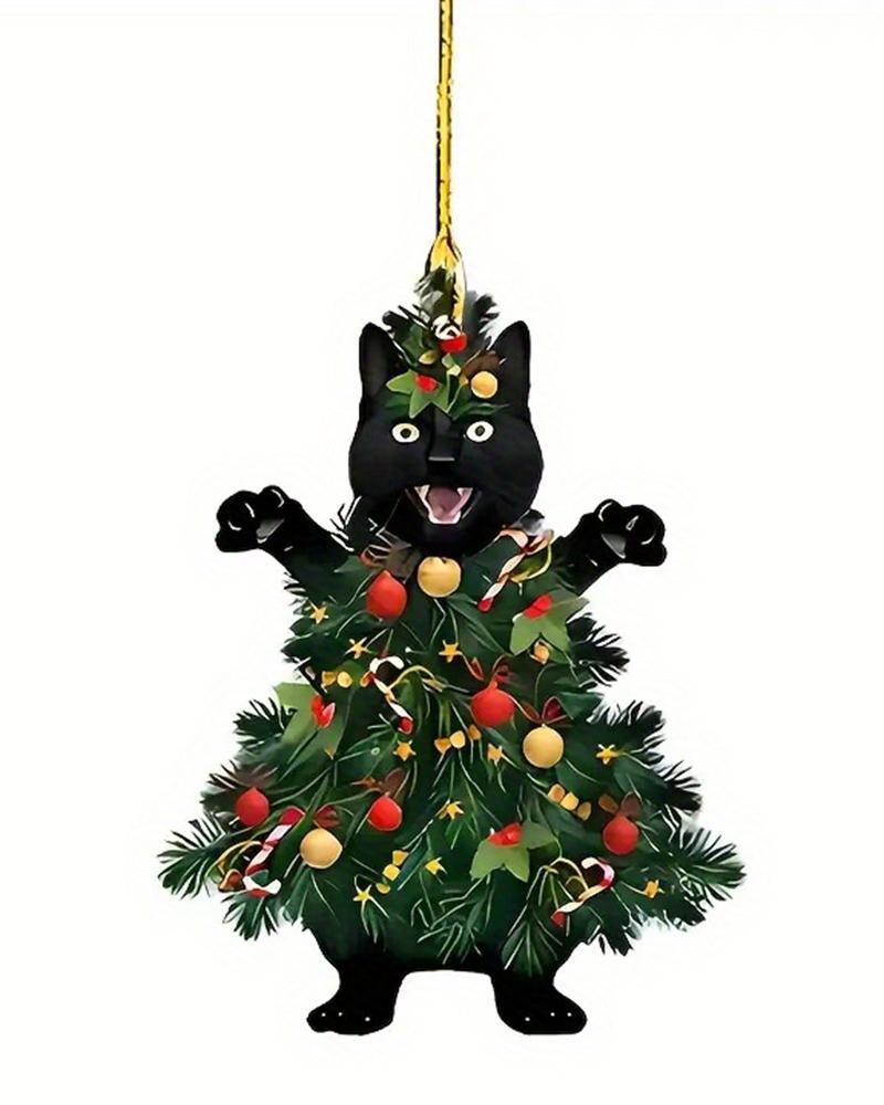 1 adorno navideño de acrílico con forma de gato gritando, adorable, para colgar en el árbol.