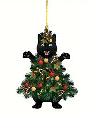 1pc Adorable Screaming Cat Acrylic Christmas Tree Ornaments Xmas Hanging Decoration