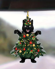 1 adorno navideño de acrílico con forma de gato gritando, adorable, para colgar en el árbol.