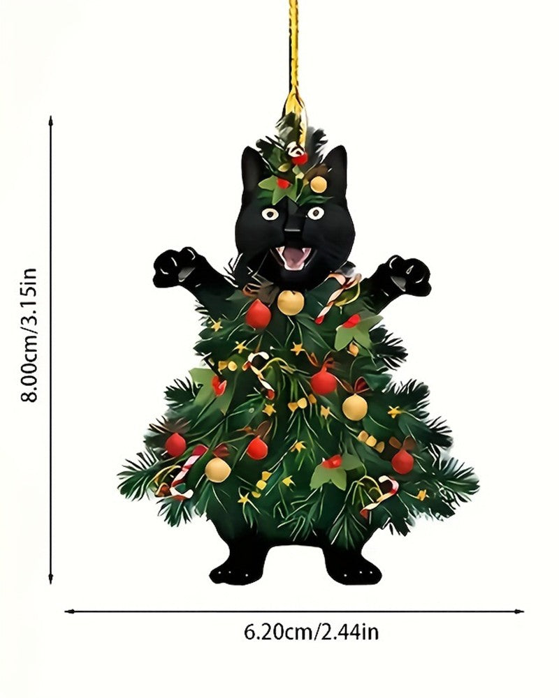 1pc Adorable Screaming Cat Acrylic Christmas Tree Ornaments Xmas Hanging Decoration