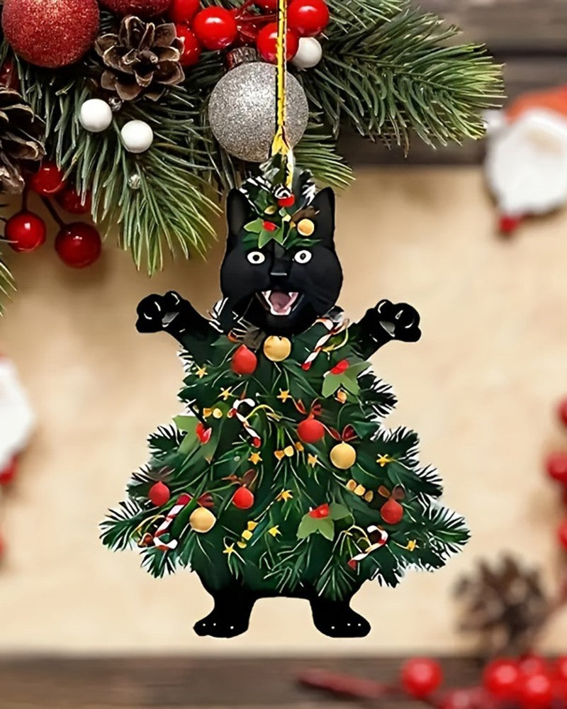 1pc Adorable Screaming Cat Acrylic Christmas Tree Ornaments Xmas Hanging Decoration