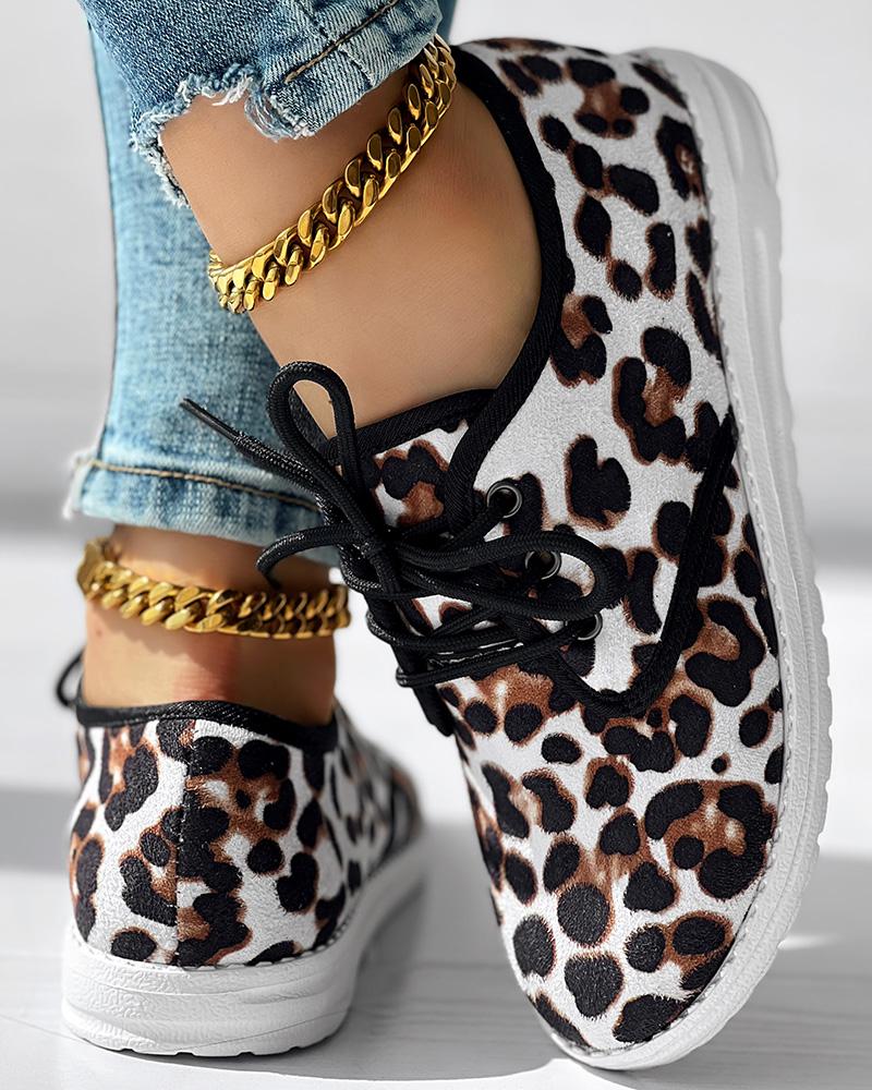 Christmas Leopard Lace up Sneakers