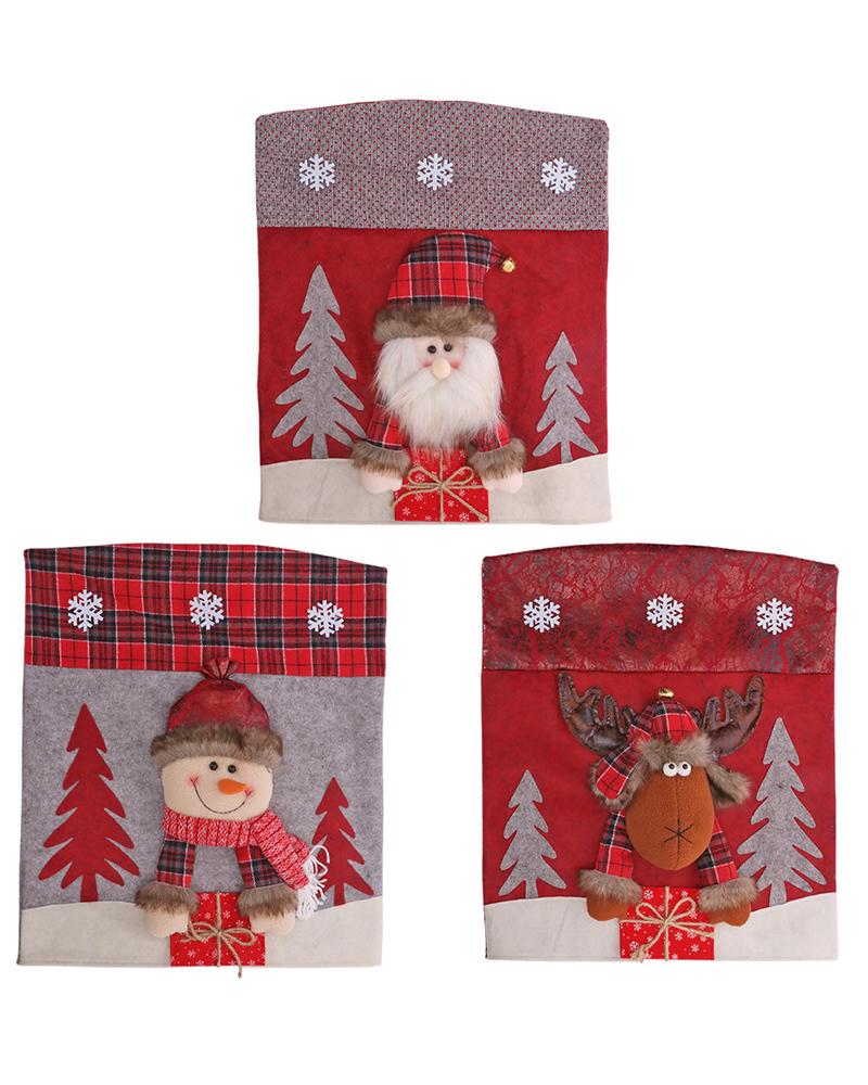 Christmas Dining Chair Slipcovers Cartoon Character Chair Seat Back Covers Protector Holidays Home Party Decorations